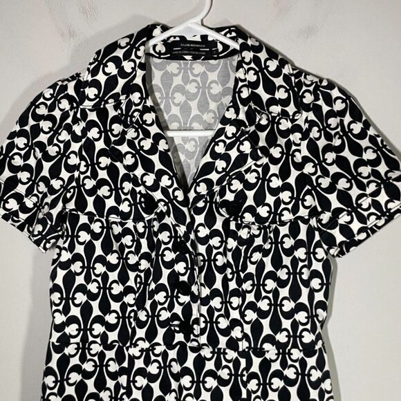 CLUB MONACO fleur de lis abstract printed collared dress size 0 - Picture 4 of 8